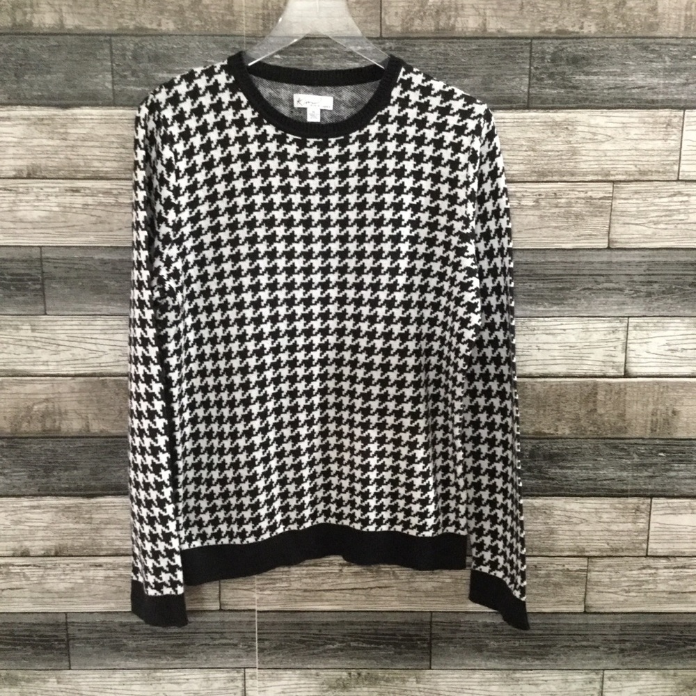 Kim Rogers Houndstooth scoop neck pull over XL